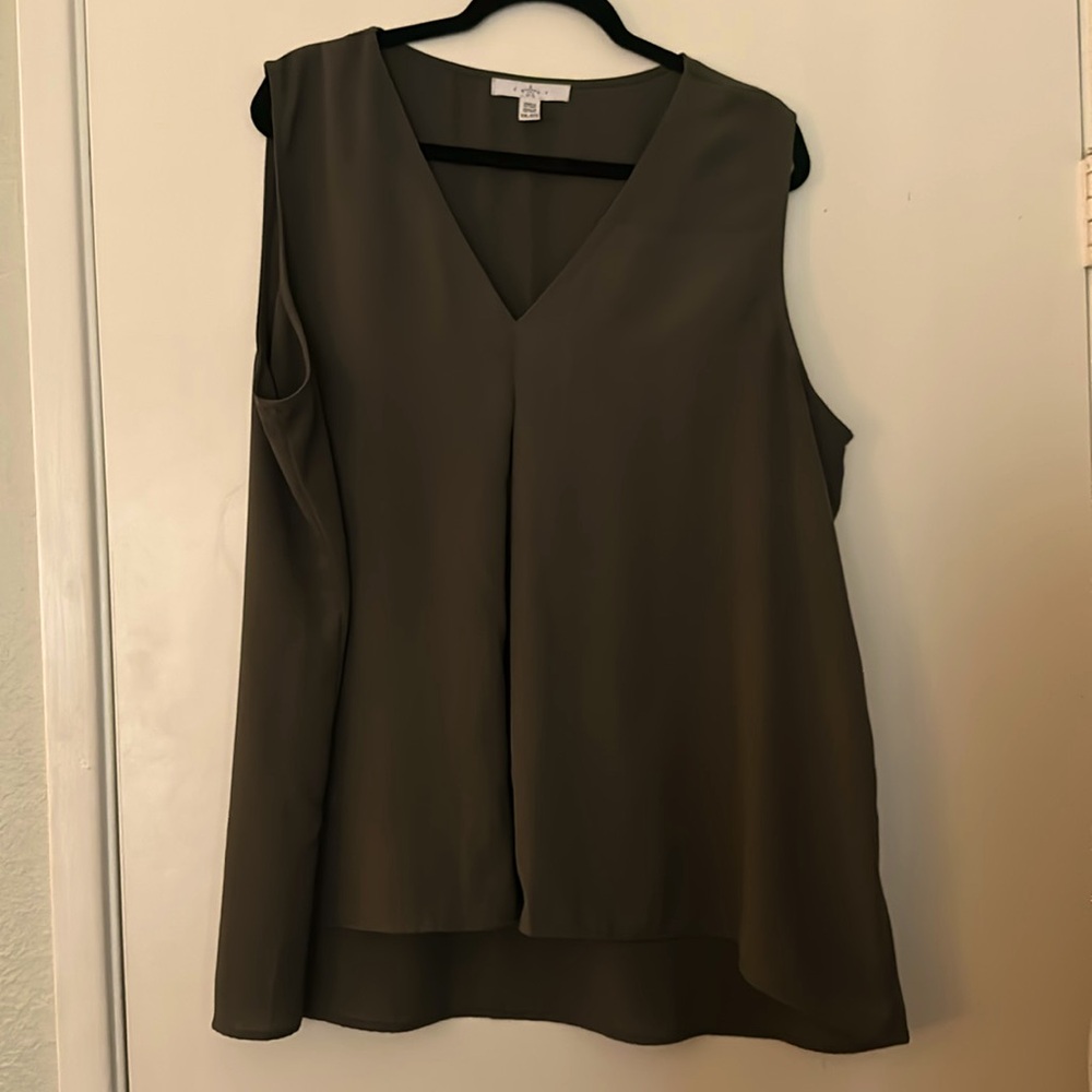 Olive Chiffon Tank Top
